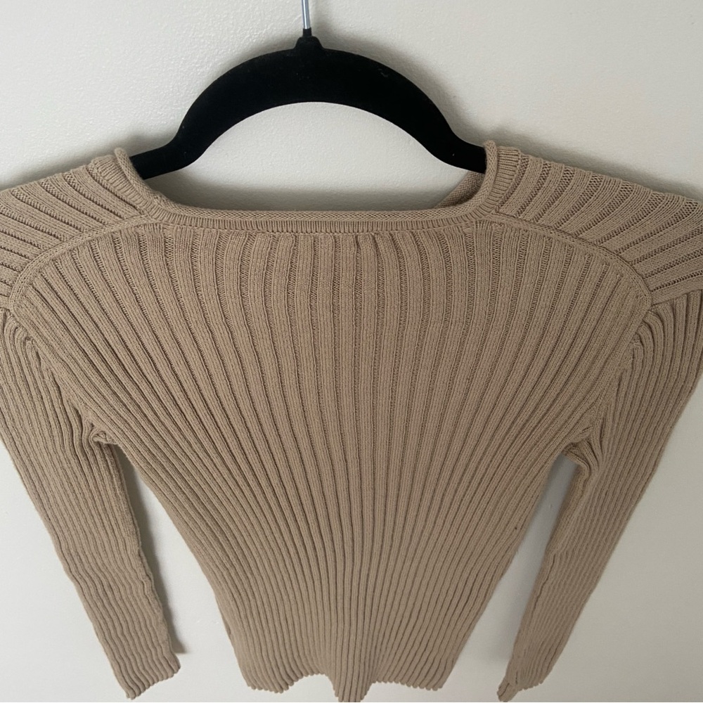 Everlane Cotton Ribbed Crew Sweater in Tan Beige size XS - Picture 8 of 10